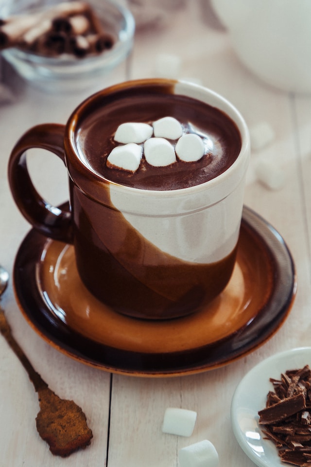 Chocolate drink with marshmallows on top