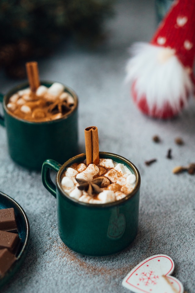 Festive looking spiced chocolate drinks